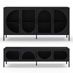 Conjunto de salón compuesto por aparador y mueble de televisión en color negro| Tayra