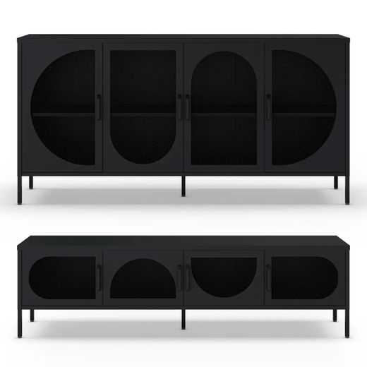 Conjunto de salón compuesto por aparador y mueble de televisión en color negro| Tayra