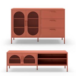 Conjunto de salón compuesto por aparador y mueble de televisión en color terracota| Diora