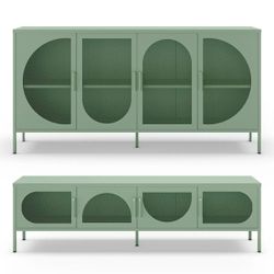 Conjunto de salón compuesto por aparador y mueble de televisión en color verde menta| Tayra