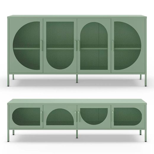 Conjunto de salón compuesto por aparador y mueble de televisión en color verde menta| Tayra