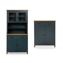 Living room set consisting of a display case and sideboard in blue | Miranda