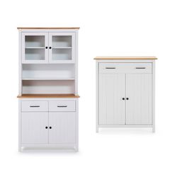 Living room set consisting of a display case and sideboard in white | Miranda