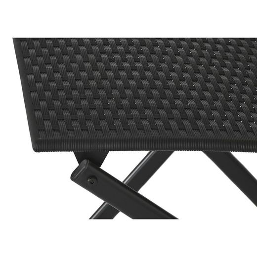 Conjunto de cadeiras de terraço em vime sintético e aço preto, 58 x 58 x 71,5 cm | Lado Mar