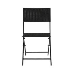 Conjunto de cadeiras de terraço em vime sintético e aço preto, 58 x 58 x 71,5 cm | Lado Mar