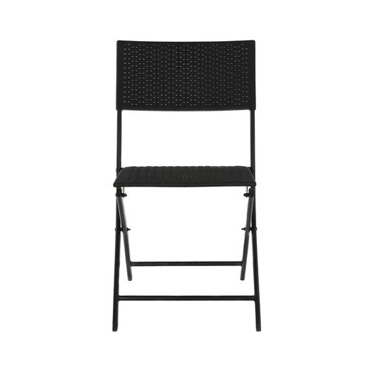 Conjunto de cadeiras de terraço em vime sintético e aço preto, 58 x 58 x 71,5 cm | Lado Mar