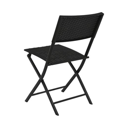 Conjunto de cadeiras de terraço em vime sintético e aço preto, 58 x 58 x 71,5 cm | Lado Mar