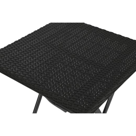 Conjunto de cadeiras de terraço em vime sintético e aço preto, 58 x 58 x 71,5 cm | Lado Mar