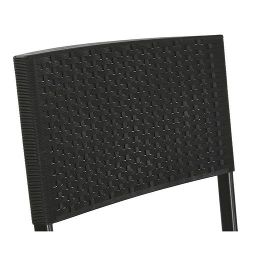Conjunto de cadeiras de terraço em vime sintético e aço preto, 58 x 58 x 71,5 cm | Lado Mar