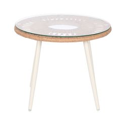 Zestaw foteli ogrodowych z syntetycznego rattanu i metalu w kolorze naturalnym i białym, 67 x 72 x 85 cm | Strona morska