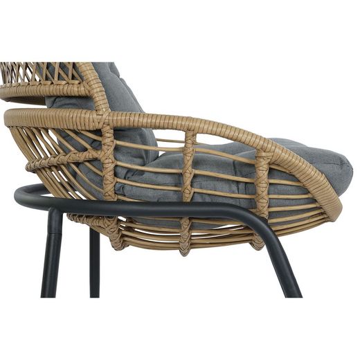 Zestaw foteli ogrodowych z rattanu syntetycznego i metalu w kolorze naturalnym i czarnym, 67 x 72 x 85 cm | Strona morska