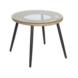 Zestaw foteli ogrodowych z rattanu syntetycznego i metalu w kolorze naturalnym i czarnym, 67 x 72 x 85 cm | Strona morska