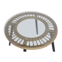 Zestaw foteli ogrodowych z rattanu syntetycznego i metalu w kolorze naturalnym i czarnym, 67 x 72 x 85 cm | Strona morska