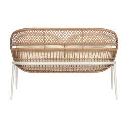 Zestaw sof ogrodowych z rattanu syntetycznego i metalu w kolorze naturalnym i białym, 130 x 76 x 83 cm | Strona morska