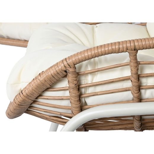Zestaw sof ogrodowych z rattanu syntetycznego i metalu w kolorze naturalnym i białym, 130 x 76 x 83 cm | Strona morska