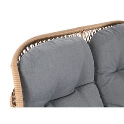 Zestaw sof ogrodowych z rattanu syntetycznego i metalu w kolorze naturalnym i czarnym, 130 x 76 x 83 cm | Strona morska