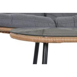 Zestaw sof ogrodowych z rattanu syntetycznego i metalu w kolorze naturalnym i czarnym, 130 x 76 x 83 cm | Strona morska