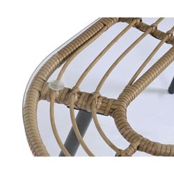 Zestaw sof ogrodowych z rattanu syntetycznego i metalu w kolorze naturalnym i czarnym, 130 x 76 x 83 cm | Strona morska