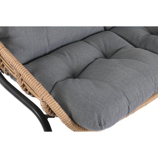Zestaw sof ogrodowych z rattanu syntetycznego i metalu w kolorze naturalnym i czarnym, 130 x 76 x 83 cm | Strona morska