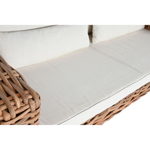 Zestaw sof ogrodowych z rattanu i tkaniny w kolorze naturalnym i beżowym, 220 x 98 x 64 cm | Indonezja