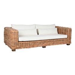 Set di divani da giardino in rattan e tessuto, colore naturale e beige, 220 x 98 x 64 cm | Indonesia