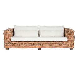 Set di divani da giardino in rattan e tessuto, colore naturale e beige, 220 x 98 x 64 cm | Indonesia
