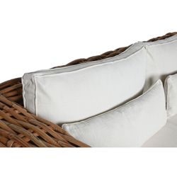Zestaw sof ogrodowych z rattanu i tkaniny w kolorze naturalnym i beżowym, 220 x 98 x 64 cm | Indonezja