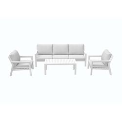 Garden sofa set made of aluminium and olefin in white and light grey | Pakse