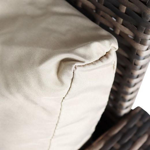 Conjunto Ratán Exterior sintético Sofá esquinero, sillones y mesa comedor Gris/Beige