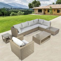 Garden set in aluminum and synthetic rattan | California