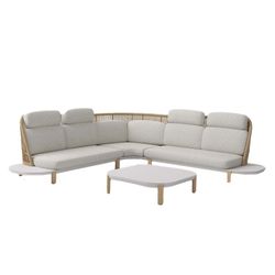 Outdoor corner sofa set made of aluminium and synthetic rope in natural and beige, 291 x 87 x 105 cm | Rashdoo