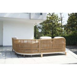 Outdoor corner sofa set made of aluminium and synthetic rope in natural and beige, 291 x 87 x 105 cm | Rashdoo
