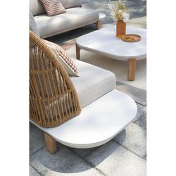 Outdoor corner sofa set made of aluminium and synthetic rope in natural and beige, 291 x 87 x 105 cm | Rashdoo