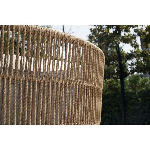 Outdoor corner sofa set made of aluminium and synthetic rope in natural and beige, 291 x 87 x 105 cm | Rashdoo