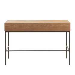 Console 3 Tiroirs Bois Naturel/Noir et Métal, 120x41x77.5 cm