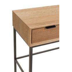 Console 3 Tiroirs Bois Naturel/Noir et Métal, 120x41x77.5 cm