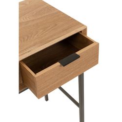 Console 3 Tiroirs Bois Naturel/Noir et Métal, 120x41x77.5 cm