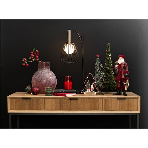 Console 3 Tiroirs Bois Naturel/Noir et Métal, 120x41x77.5 cm