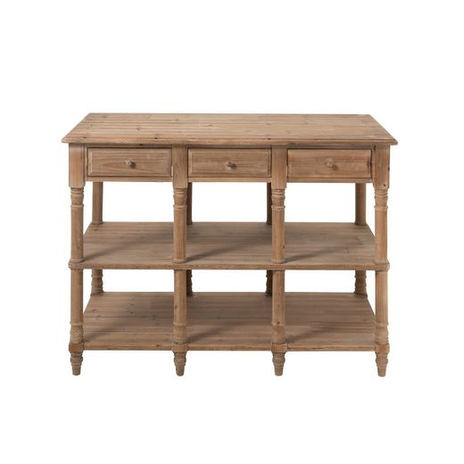 Console van natuurlijk hout met 6 lades