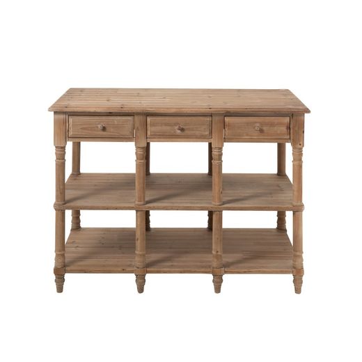 Console van natuurlijk hout met 6 lades