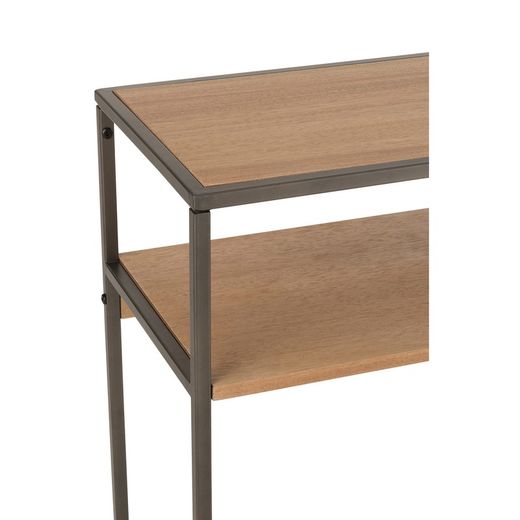 Konsola z 1 szufladą z drewna i naturalnego/czarnego metalu, 120x30x86 cm