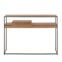 Konsola z 1 szufladą z drewna i naturalnego/czarnego metalu, 120x30x86 cm