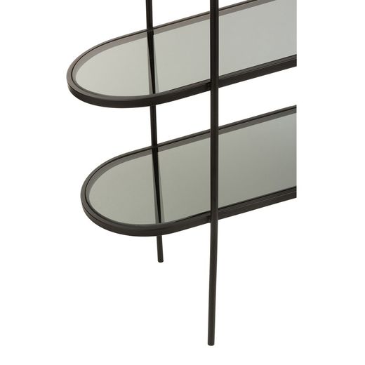 Console à 3 Niveaux en Fer et Verre Noir/Transparent, 100x30x80 cm