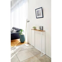 Stål- og trækonsol i hvid og natur, 60 x 18,5 x 80,5 cm | Tårn