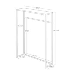 Stål- og trækonsol i hvid og natur, 60 x 18,5 x 80,5 cm | Tårn