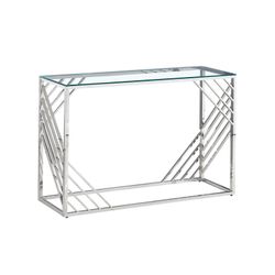 Console de vidro e aço 120 x 40 x 78 cm