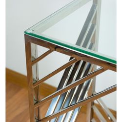 Console de vidro e aço 120 x 40 x 78 cm