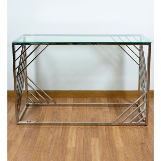 Κονσόλα γυαλιού και χάλυβα 120 x 40 x 78 cm