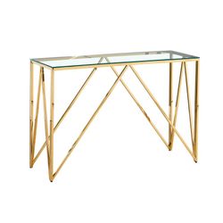 Γυάλινη και χρυσή κονσόλα χάλυβα 120 x 40 x 78 cm