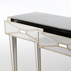 Κονσόλα από χρυσό/λευκό γυαλί και ξύλο, 133x40x78cm